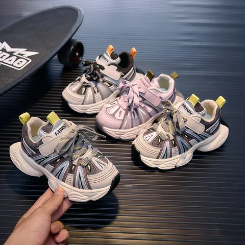 Children Boys Girls Breathable Mesh Chunky Sneakers Non Slip Soft Sole Fashion Dad Shoes Toddler Student Sports Footwear