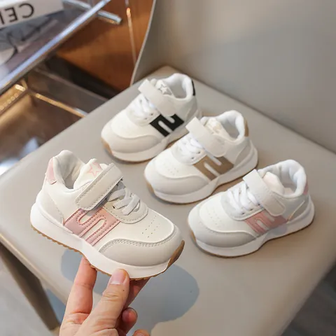 Toddler Kids Casual Running Shoes PU Leather Sneakers Magic Tape Non-slip Breathable Sport Shoes For Boys Girls Daily Outdoor