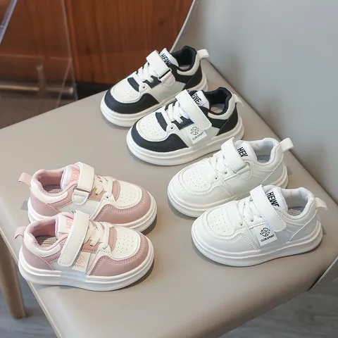 Sneaker Casual per Bambini in Pelle PU Chiusura a Strappo Scarpe Basse per Ragazzi Ragazze Bambini Antiscivolo Traspiranti Scarpe da Scuola