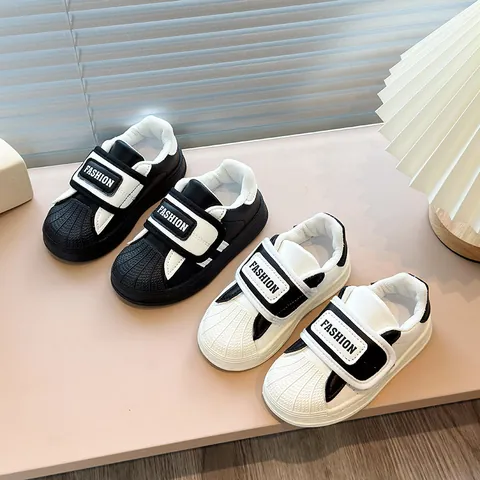 Sneakers Casual per Bambini con Punta a Conchiglia per Ragazzi Ragazze Piccoli Suola Morbida Scarpe da Skate con Chiusura a Strappo Antiscivolo
