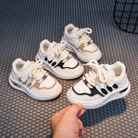 Sneakers alla Moda per Bambini con Suola Spessa Scarpe Casual Basse con Lacci Spessi Chiusura a Strappo Scarpe Antiscivolo per Ragazzi Ragazze