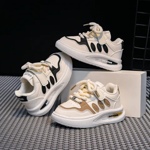 Sneakers alla Moda per Bambini con Suola Spessa Scarpe Casual Basse con Lacci Spessi Chiusura a Strappo Scarpe Antiscivolo per Ragazzi Ragazze