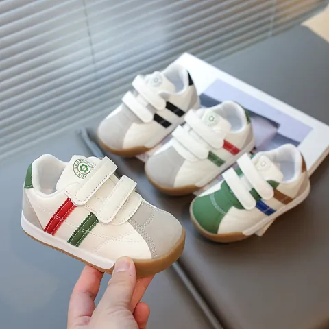 Kids Retro Forrest Gump Shoes Velcro Striped Breathable Sneakers For Boys Girls Toddler Casual Walking Shoes