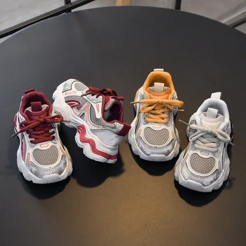 Kids Fashion Chunky Sneakers Breathable Mesh Patchwork Dad Shoes For Boys Girls Casual Running Walking Sport Shoes