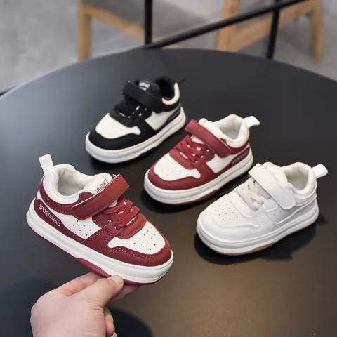 Kids Casual Microfiber Leather Toddler Shoes Low Top Board Sneakers With Velcro Closure Waterproof For Boys Girls