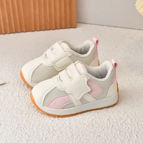Kids Mesh Breathable Luminous Sneakers Anti Slip Casual Running Shoes For Toddler Boys Girls Fashion Patchwork Hook-And-Loop Shoes