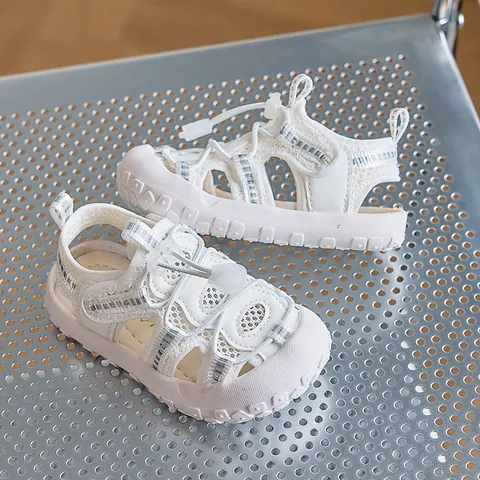 Kids Breathable Mesh Sport Sandals Closed Toe Non Slip Rubber Sole Toddler Boys Girls Outdoor Casual Walking Shoes