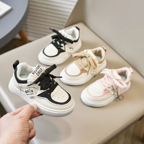 Kids Casual Board Shoes PU Leather Anti Slip Breathable Sneakers For Boys Girls 2025 Spring Autumn School Campus Shoes