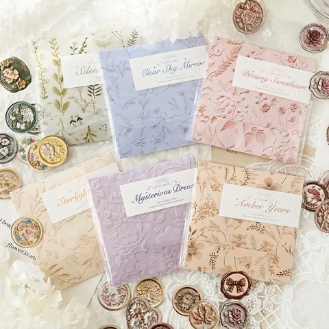 Vintage Reliëf Boekdruk Stickers Voor Hand Account Decoratie Bloem Vlinder Patroon Sheng Hout Impressie Papier Zegel Etiketten Voor DIY Craft Scrapbooking