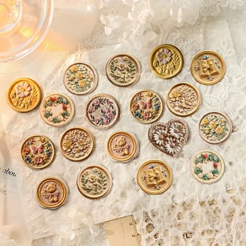 Vintage Reliëf Boekdruk Stickers Voor Hand Account Decoratie Bloem Vlinder Patroon Sheng Hout Impressie Papier Zegel Etiketten Voor DIY Craft Scrapbooking