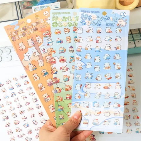 Pegatinas de Animales de Dibujos Animados PET Impermeables Estilo Coreano Para DIY Journal Scrapbook Deco Panda Conejo Oso Gato Ardilla Oveja