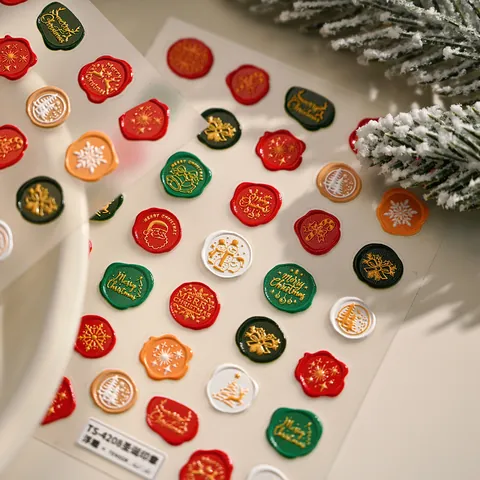 3D Embossed Kerst Lakstempel Nagelstickers Kerstman Eland Sneeuwvlok Decals Voor Wintervakantie DIY Manicure Kunst Decoratie