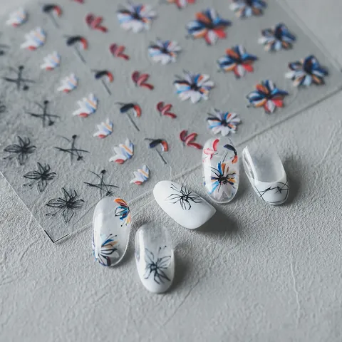 5D Relief Nail Art Stickers Flower Butterfly LOVE Design Water Transfer Decals For Women Kids DIY Manicure Decoration