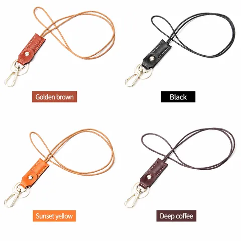 Retro Pflanzlich Gegerbtes Echtleder Schlüsselanhänger Lanyard Handgefertigt Halsband Mit Metallhaken Für Autoschlüssel ID Kartenhalter Unisex