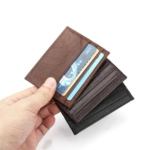 Vintage Top Grain Cowhide Card Holder Ultra Thin Leather Driver License Wallet For Men Women Multi Slot Credit Card Case Small Purse