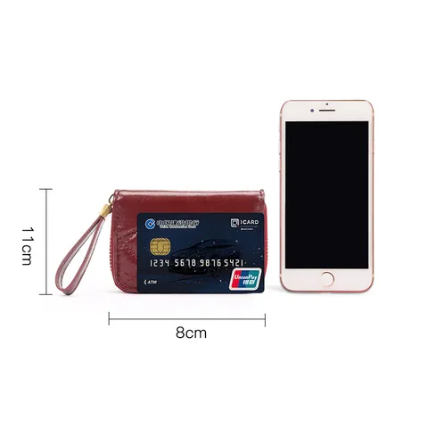 Damen Echtes Leder Gesteppt Kartenhalter Akkordeon Portemonnaie RFID Schutz Reißverschluss Münzfach Mini Handtasche