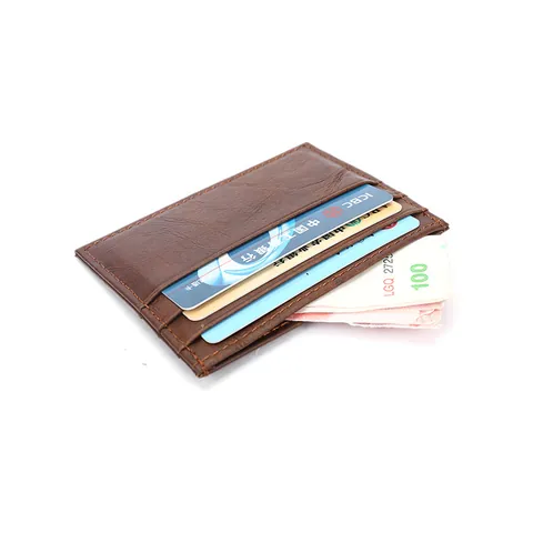 Vintage Top Grain Cowhide Card Holder Ultra Thin Leather Driver License Wallet For Men Women Multi Slot Credit Card Case Small Purse