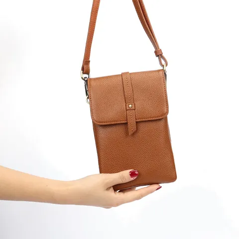 Damen Echtleder Kopfschicht Rindsleder Handytasche Schlicht Lychee-Muster Umhängetasche Für Den Täglichen Gebrauch