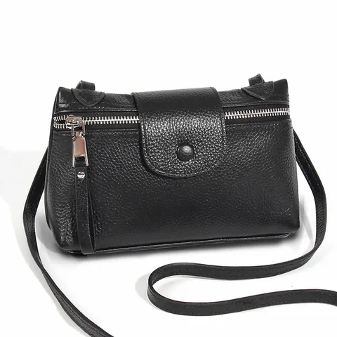 Damen Kopfschicht Rindsleder Umhängetasche Kieseltextur Einfache Mode Echtes Leder Kleine Quadratische Schultertasche Nische Handytasche