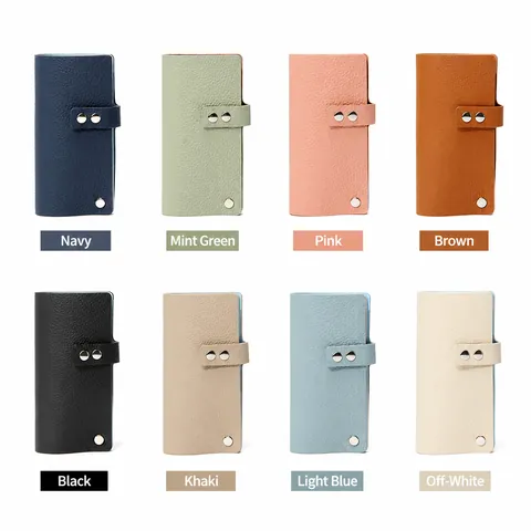Echtleder Kartenhalter Damen Kopfschicht-Rindsleder Minimalistisch Litschikorn Schiebe-Kartenhalter Multi-Slot Kontrastfarbe Portemonnaie