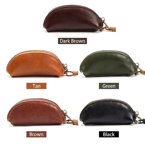 Mini Portamonete in Vera Pelle Vintage Per Donna Borsa Per Rossetto in Pelle di Vacchetta a Concia Vegetale Custodia Per Chiavi