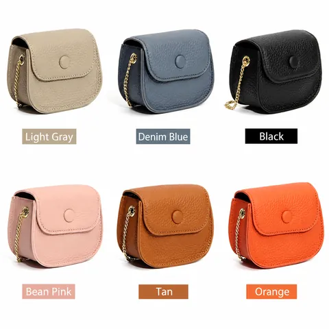 Damen Kopfschicht Rindsleder Mini Umhängetasche Mode Echtes Leder Kette Münzbörse Litschi Textur Kleine Quadratische Tasche