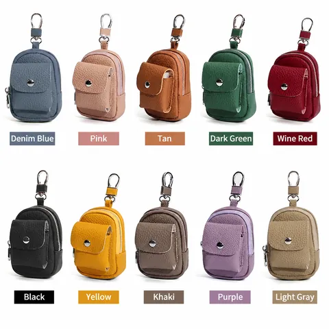Echtes Leder Mini Münzbörse Rucksack Form Schlüsseletui Litschikorn Rindsleder Kopfhörer Aufbewahrungstasche Mit Metallhaken