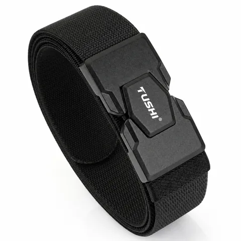 Cinturón Táctico Elástico para Hombre Hebilla Magnética Liberación Rápida Nailon Tejido Ajustable para Exterior y Casual