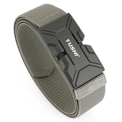 Men's Tactical Magnetic Buckle Belt Outdoor Elastic Nylon Weave Waistband Quick Release Adjustable Heavy Duty Sports Duty Belt