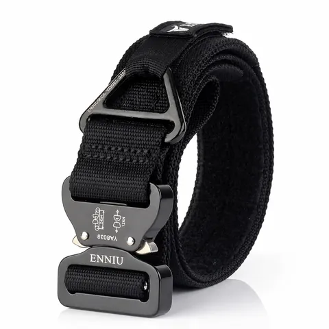 Men Tactical Belt Heavy Duty Nylon Outdoor Training Waist Belt With Quick Release Aluminum Alloy Buckle D-Ring Load Bearing Rescue Webbing
