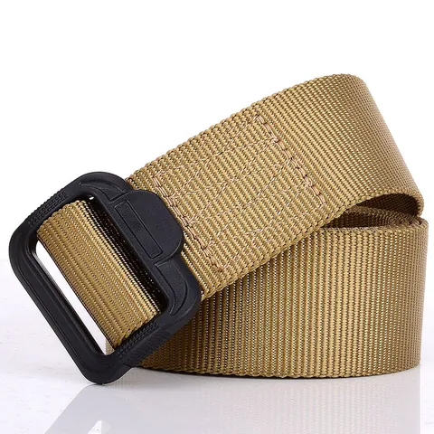 Homme Tactique Nylon Ceinture Sans Métal Plastique Boucle Léger Tissé Toile Ceinture Pour Extérieur Randonnée Voyage Décontracté Pantalon