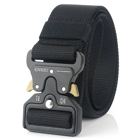 Men's Tactical Belt Quick Release Alloy Buckle Heavy Duty Nylon Webbing Belt For Outdoor Military Training Hiking Casual