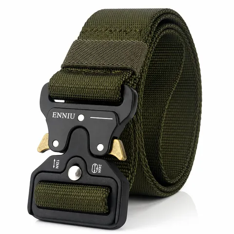 Men's Tactical Belt Quick Release Alloy Buckle Heavy Duty Nylon Webbing Belt For Outdoor Military Training Hiking Casual