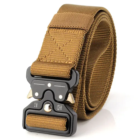 Men's Tactical Nylon Belt Heavy Duty Quick Release Metal Buckle Military Style Outdoor Webbing Belt For Hiking Camping Work