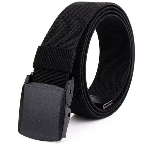 Men's Casual Elastic Woven Belt Nylon Tactical Waist Strap With Plastic Buckle Adjustable Outdoor Sport Breathable Belt