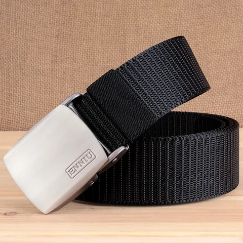 Men's Heavy Duty Nylon Tactical Belt With Alloy Automatic Buckle Thick Woven Canvas Belt For Outdoor Work Hiking Casual Breathable Adjustble Waist Strap