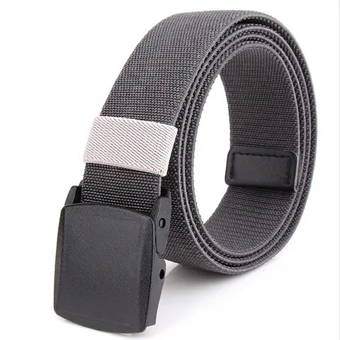 Men's Casual Elastic Woven Belt Nylon Tactical Waist Strap With Plastic Buckle Adjustable Outdoor Sport Breathable Belt