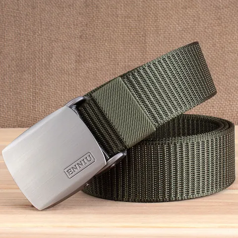 Men's Heavy Duty Nylon Tactical Belt With Alloy Automatic Buckle Thick Woven Canvas Belt For Outdoor Work Hiking Casual Breathable Adjustble Waist Strap