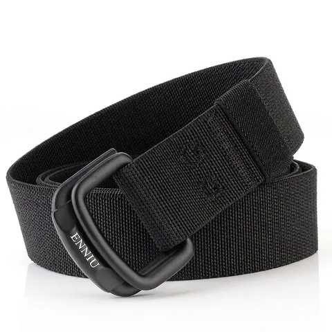 Herren Elastischer Nylon-Flechtgürtel Mit Doppel-D-Ring-Legierungsschnalle Dehnbarer Taktischer Stil Lässiger Mode-Taillengürtel