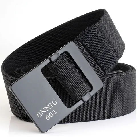 Ceinture Tactique Élastique Tressée pour Hommes Réglable en Nylon Canvas Avec Boucle en Alliage Plastique Extérieur Casual Mode
