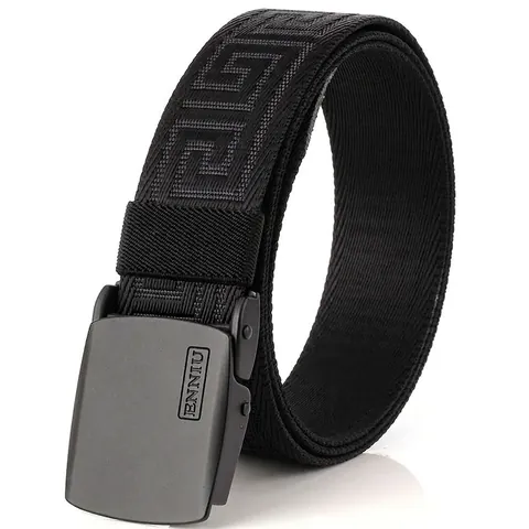 Ceinture Tactique en Nylon pour Hommes Avec Boucle Automatique en Alliage Motif Grecque Ceinture Tissée Décontractée Extérieur