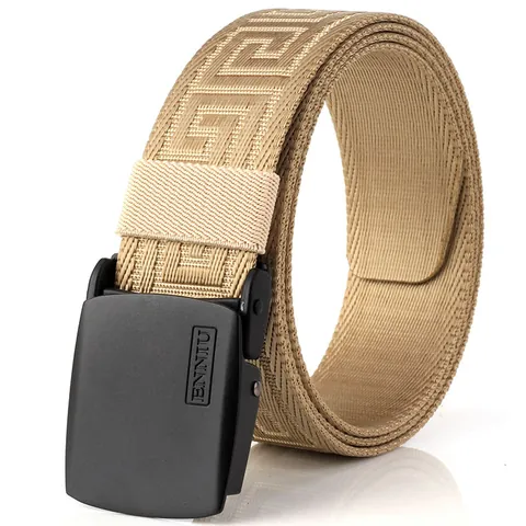 Ceinture Tactique en Nylon pour Hommes Avec Boucle Automatique en Alliage Motif Grecque Ceinture Tissée Décontractée Extérieur