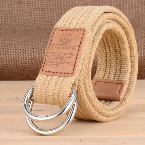 Ceinture en Toile Décontractée Unisexe Extérieur Tissée Avec Boucle en Métal à Double Anneau en D Ceinture de Jean Couleur Unie pour Hommes Femmes Accessoires Bijoux