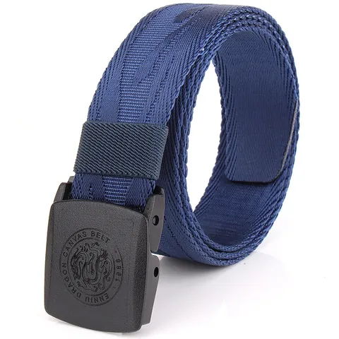 Ceinture Homme en Toile de Nylon Avec Motif de Dragon Jacquard Boucle en Plastique Tactique Décontracté Taille Ajustable