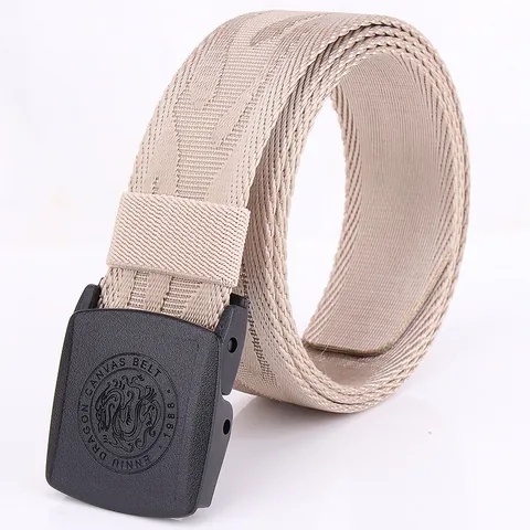 Ceinture Homme en Toile de Nylon Avec Motif de Dragon Jacquard Boucle en Plastique Tactique Décontracté Taille Ajustable