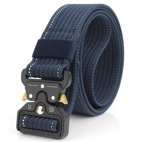 Men's Tactical Belt Heavy Duty Nylon Weave Zinc Alloy Quick Release Buckle Outdoor Military Style Adjustable Waist Belt