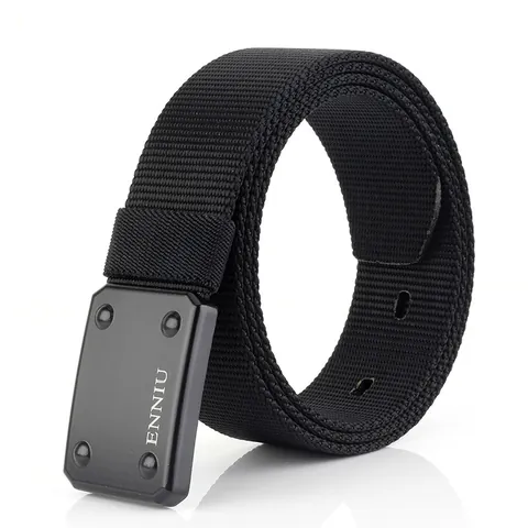 Men Tactical Outdoor Nylon Webbing Belt With Zinc Alloy Quick Release Smooth Buckle Heavy Duty Casual Sports Training Waistband