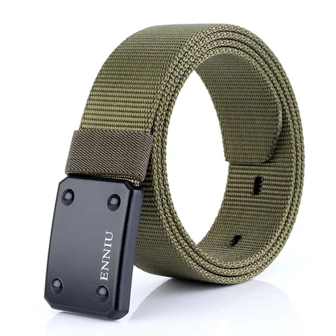 Men Tactical Outdoor Nylon Webbing Belt With Zinc Alloy Quick Release Smooth Buckle Heavy Duty Casual Sports Training Waistband