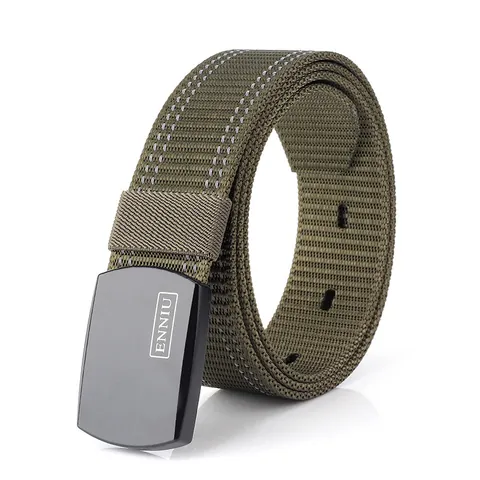 Men Tactical Nylon Belt Fast Double Hook Zinc Alloy Buckle Outdoor Training Woven Waistband With Reflective Stripe Breathable Adjustable Casual Duty Belt