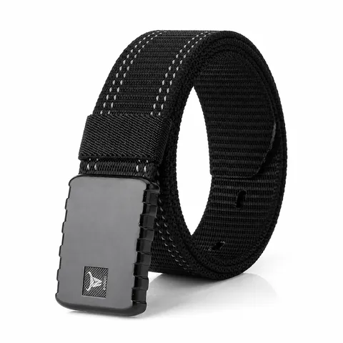 Men Tactical Nylon Belt Reflective Weave Outdoor Sport Work Waistband Zinc Alloy Quick Release Buckle Adjustable Durable Heavy Duty Belt